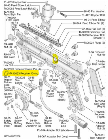 Tippmann 98 Ps - A5 -X7 Receiver...