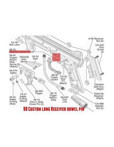 98 Custom long Receiver dowel pin -11717